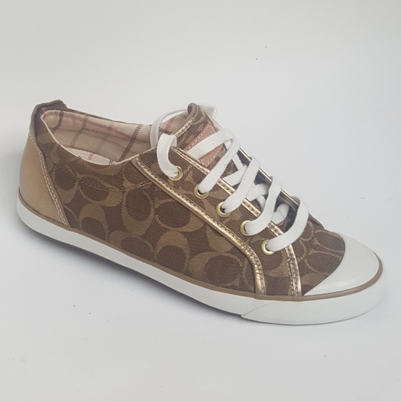 sneakers with gold trim